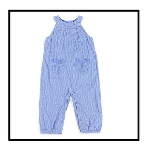 Gymboree 2010 Porcelain Doll Jumpsuit Polka Dot Periwinkle Blue Baby Girl 12-18m